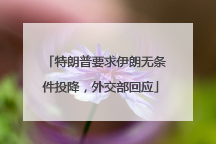 特朗普要求伊朗无条件投降，外交部回应