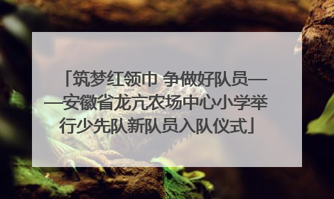 筑梦红领巾 争做好队员——安徽省龙亢农场中心小学举行少先队新队员入队仪式