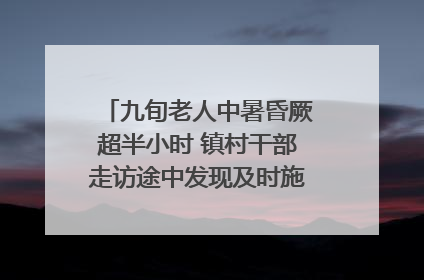 九旬老人中暑昏厥超半小时 镇村干部走访途中发现及时施救｜看见正能量