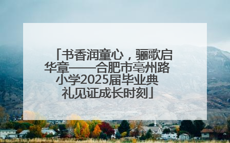 书香润童心，骊歌启华章——合肥市亳州路小学2025届毕业典礼见证成长时刻