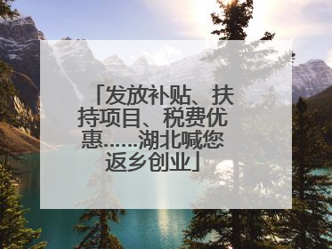 发放补贴、扶持项目、税费优惠……湖北喊您返乡创业