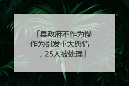 县政府不作为慢作为引发重大舆情，25人被处理