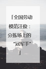 全国劳动模范汪俊：分拣场上的“冠军手”