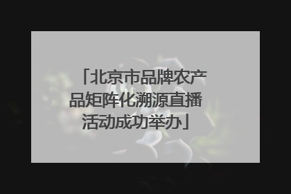 北京市品牌农产品矩阵化溯源直播活动成功举办