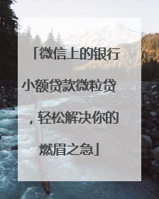 微信上的银行小额贷款微粒贷，轻松解决你的燃眉之急