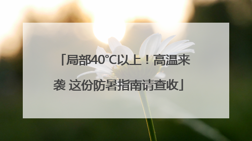 局部40℃以上！高温来袭 这份防暑指南请查收