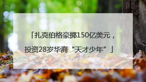 扎克伯格豪掷150亿美元，投资28岁华裔“天才少年”