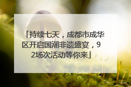 持续七天，成都市成华区开启国潮非遗盛宴，92场次活动等你来