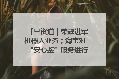 早资道｜荣耀进军机器人业务；淘宝对“安心鉴”服务进行逐步下线调整