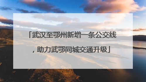 武汉至鄂州新增一条公交线，助力武鄂同城交通升级