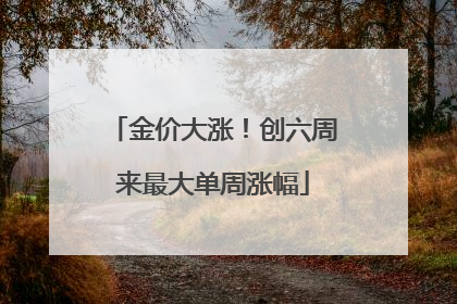 金价大涨！创六周来最大单周涨幅