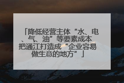 降低经营主体“水、电、气、油”等要素成本 把通江打造成“企业容易做生意的地方”