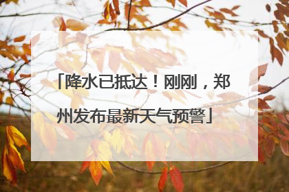 降水已抵达！刚刚，郑州发布最新天气预警