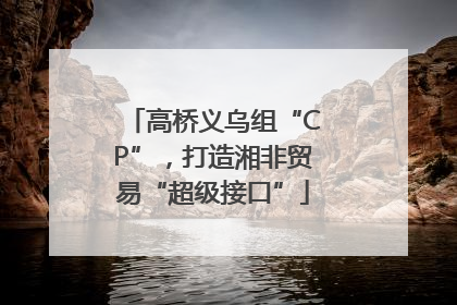 高桥义乌组“CP”，打造湘非贸易“超级接口”