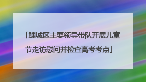 鲤城区主要领导带队开展儿童节走访慰问并检查高考考点