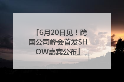 6月20日见！跨国公司峰会首发SHOW嘉宾公布