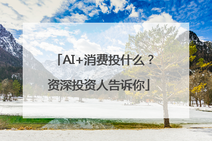 AI+消费投什么？资深投资人告诉你